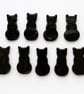 Pack of 9 smaller black cats made with Bullseye 90coe glass, halloween