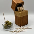 Handcrafted Hardwood Cocktail Stick Holder with Hinged Lid