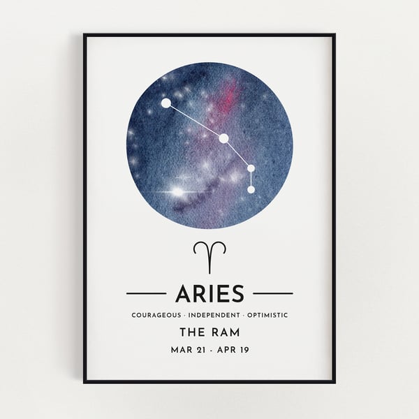 ZODIAC SIGN PRINT, ARIES Print, Horoscope Print, Wall Art, Astrology Print