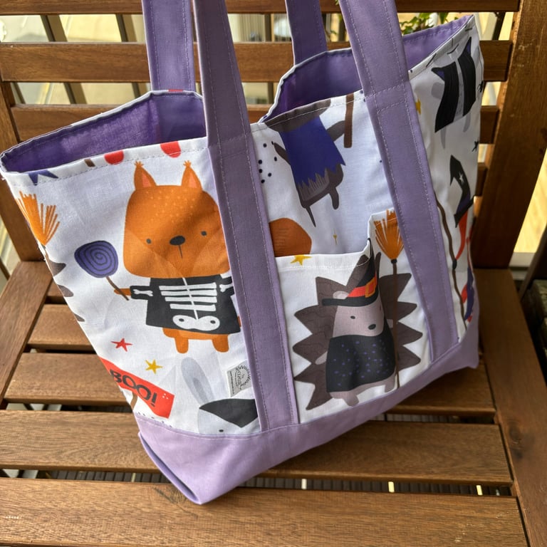Halloween hedgehog shopping bag. Reusable tote bag. Pet lover bag.