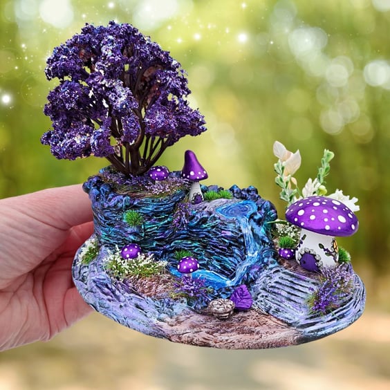 Miniature Fantasy Diorama - Purple Whimsical Ornament