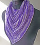 Neckwarmer, Neckerchief, Scarf, Kerchief Cowl, Knitted, Handspun, Purple Merino - Image 3