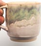 Large stoneware pottery mug finished in grey, brown, cream, white glaze. - Image 3
