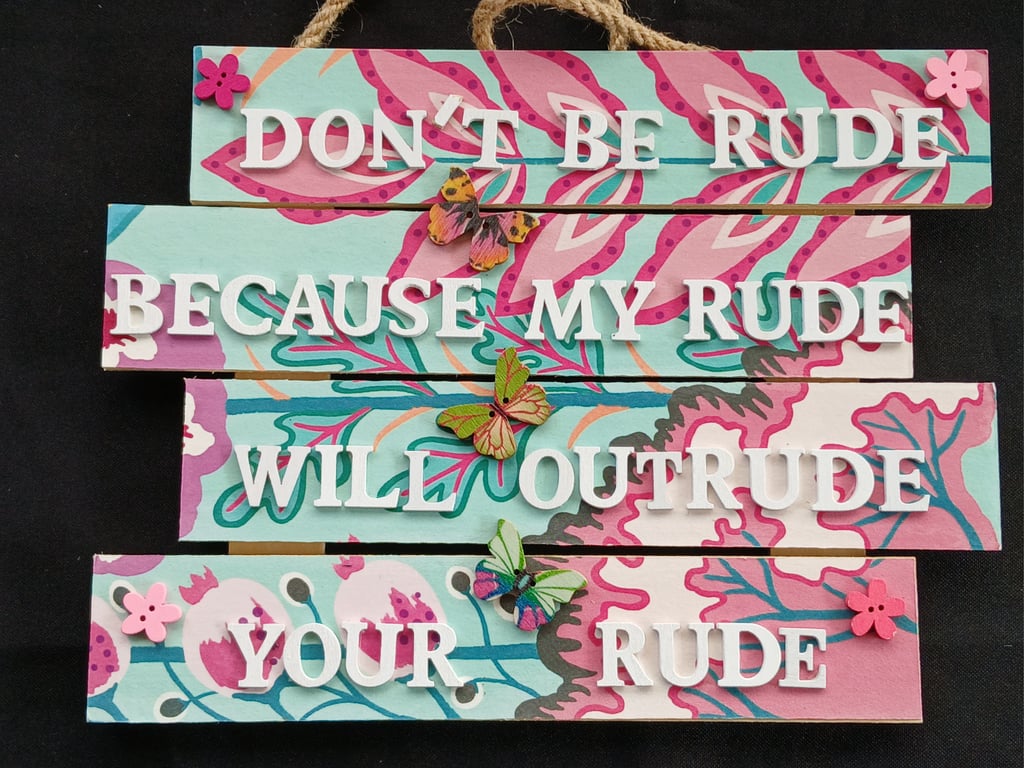 Hand decorated hanging wooden sign 