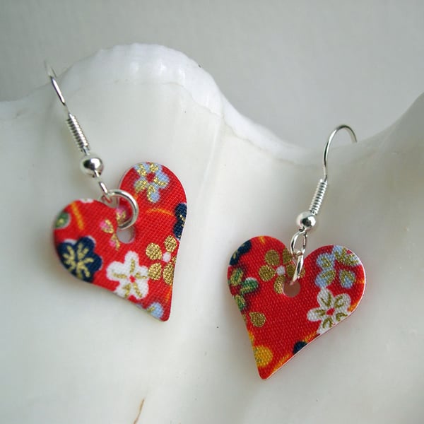 Hardened Chinese Floral Heart Earrings