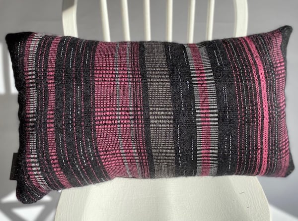 Hand woven cushion, hand crafted using wool & mohair by Yvonne Skelton