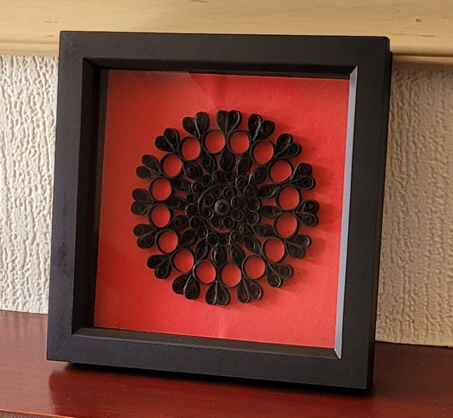 Framed quilled mandala pattern ideal gift 