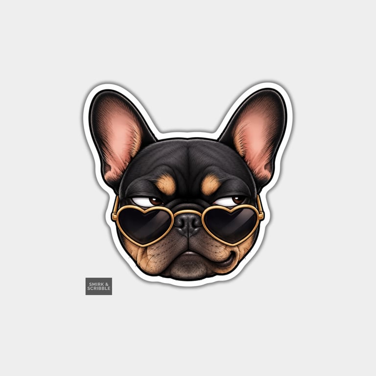 Funny Vinyl Die Cut Sticker For Adults - French Bulldog In Sunglasses