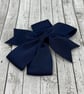 Small Navy Pinwheel (Coat tail) 3 inch Bow on clip - Image 2