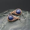 Copper Wire Wrapped Earrings with Sodalite Beads