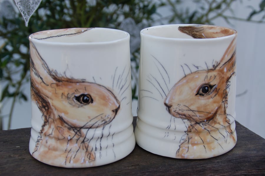 personalised hare mugs