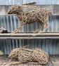 Animal sculpture, woven willow, wicker, birds, hare, animals, handmade