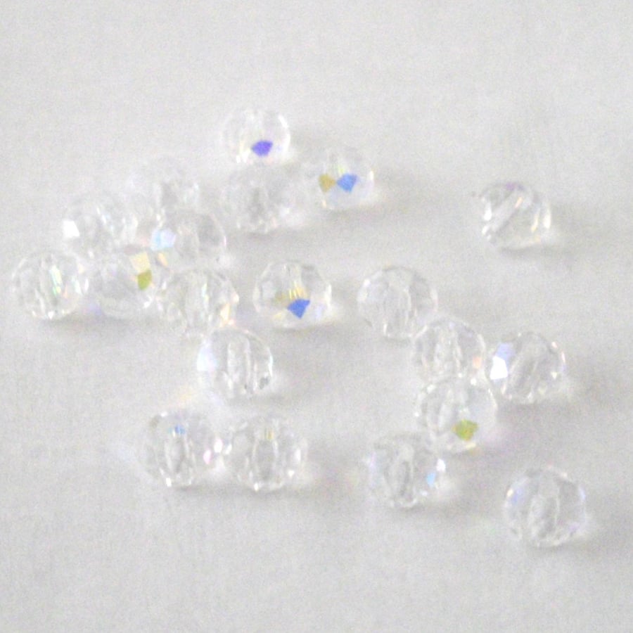 200 x Clear Faceted AB Crystal Rondelle Beads