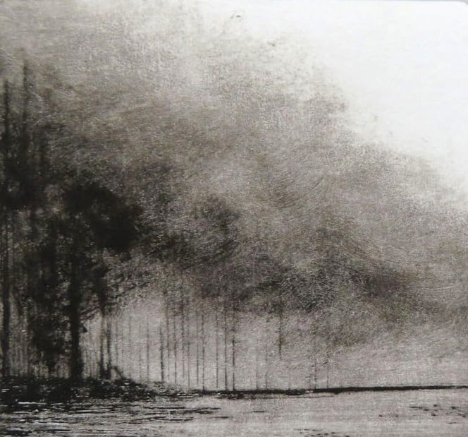 April Showers no.1 in a limited edition of 10 dry point mini prints