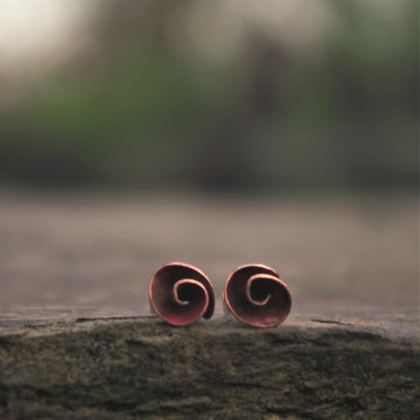 Copper Rosebud Stud Earrings