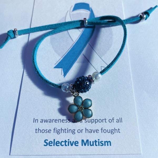 Selective Mutism awareness suede effect corded adjustable bracelet 