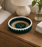 Forest Green, Off-White & Jute Coil Basket - Image 1