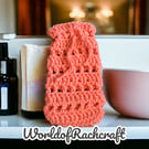 Crochet cotton peach-orange soap saver