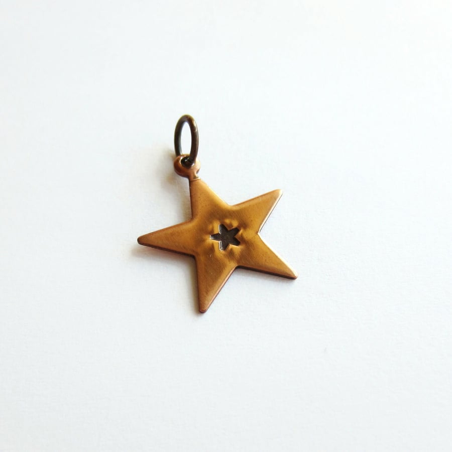 Copper Star Charm or Pendant - Hand Stamped