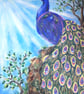 Peacock in the Sun original painting on canvass.   - Image 6