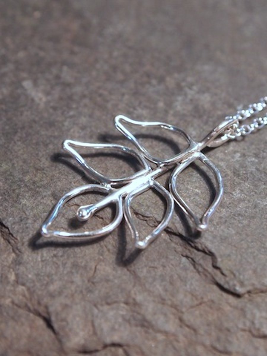 Sterling Silver Five Leaf Necklace Pendant