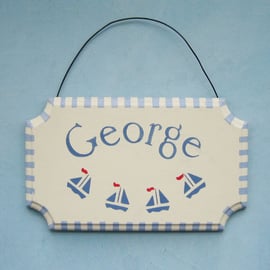 Sailing Boats, Personalised Name Sign