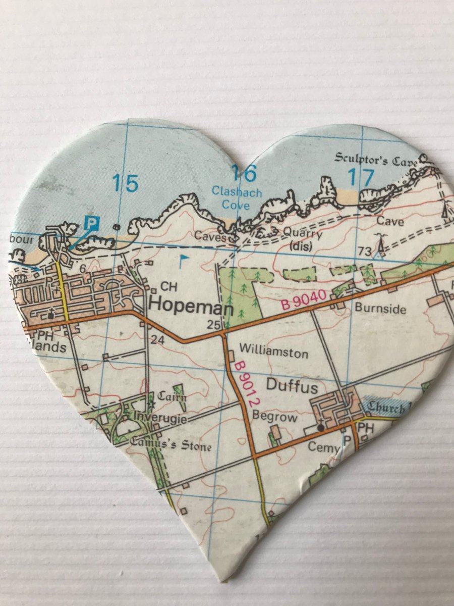 HOPEMAN Vintage map art. 4” white frame. Scottish places. 