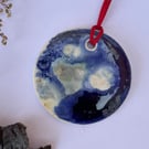 Portal Glazed Porcelain Christmas Tree Decoration Ornament Cobalt Ocean Glaze