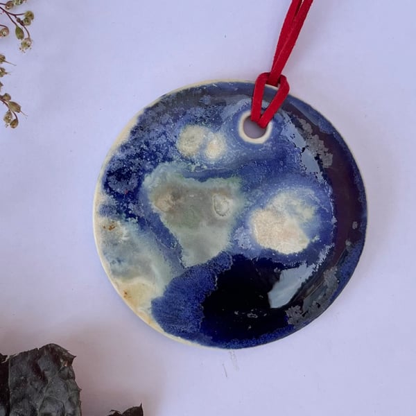 Portal Glazed Porcelain Christmas Tree Decoration Ornament Cobalt Ocean Glaze