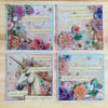 Set of Four Handmade Magical Unicorn Positivity Greetings Cards