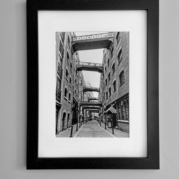 Framed Photo of Shad Thames, London, Black and White Print