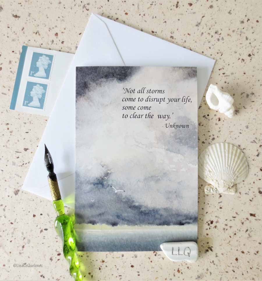 Words of wisdom series quote greeting card - not all storms cello free