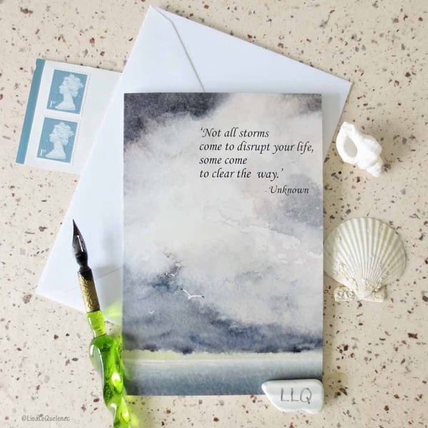 Words of wisdom series quote greeting card - not all storms cello free