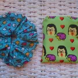 Hedgehog Gift Set Purse Card Holder and Hair Scrunchy.