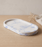 Blue and White Marbled Oval Jewellery Tray, Decorative Catchall Dish - Image 1