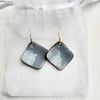 SMALL DOMED ENAMELLED EARRINGS - MID-GREY