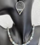 Oxidised silver and labradorite tribal triangle earrings - Image 2