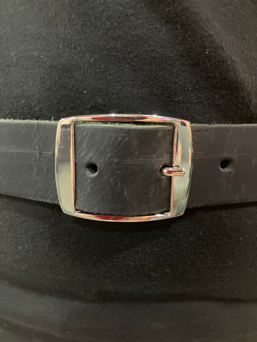 1.25" Width Black Leather Belt - hole punched at 43 - 47 inches - FREE SHIPPING