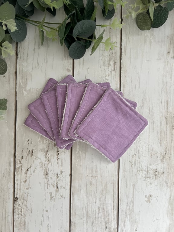 Bamboo Towelling Face Wipes Pack of 7 - Lilac Solid