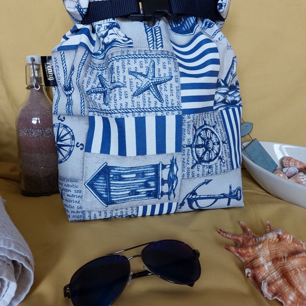 XL Nautical print drybag