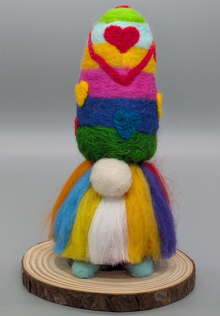Needle felted Rainbow Gnome