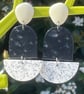 RESIN DECO EARRINGS mint green black cream statement acrylic - Image 3