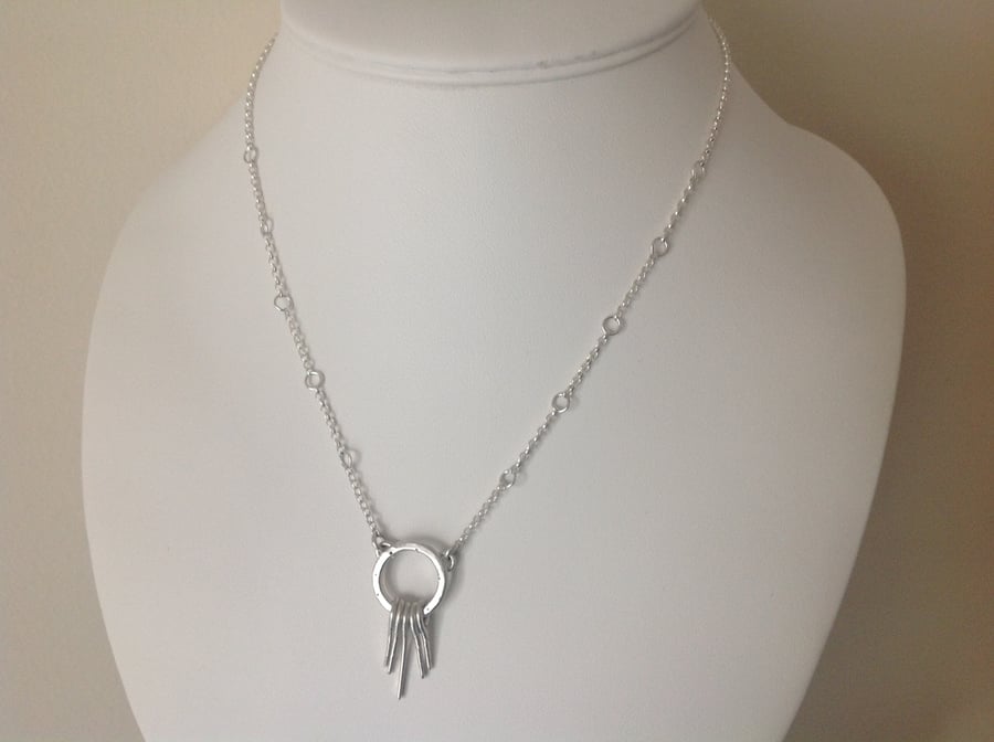 Sterling silver "Waterfall" drop pendant necklace