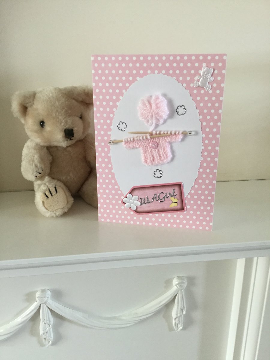 Handmade Card for a New Baby Girl