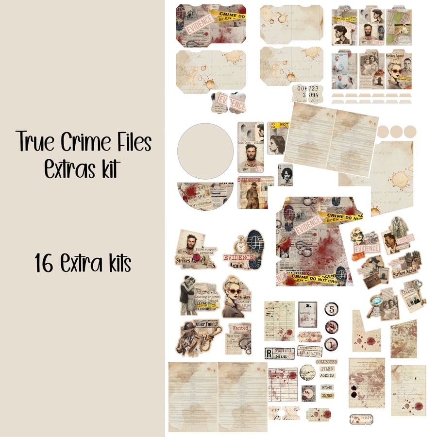 True Crime Extras kit Scrapbooking, Ephemera, Journal, Digital Download