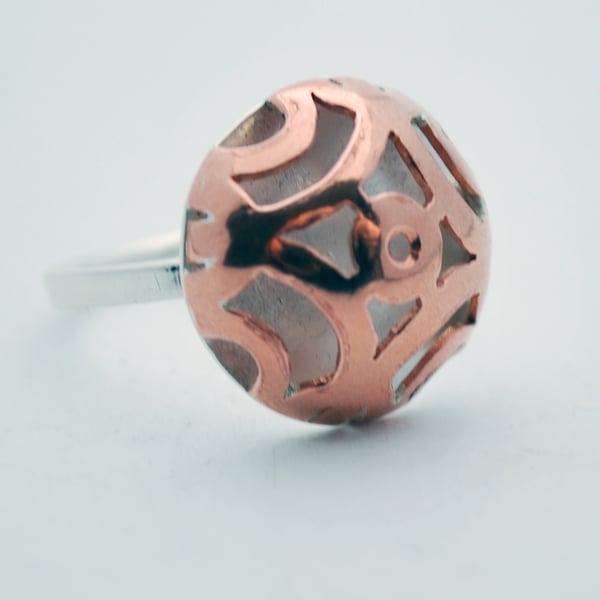 Japanese Illusion Copper and Silver ring