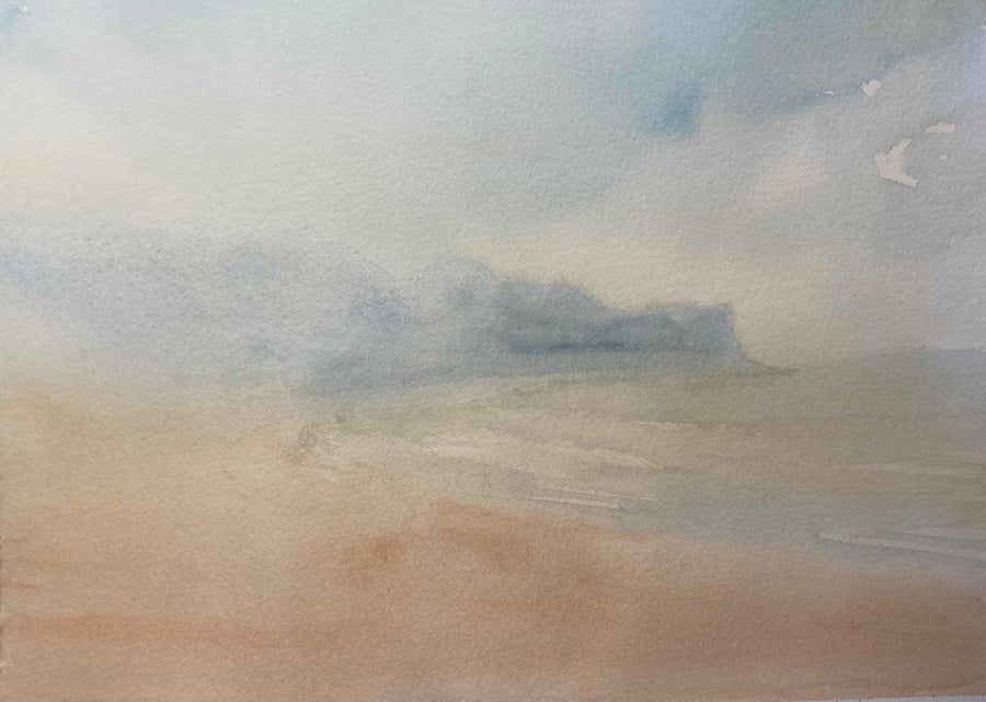 Sandsend (Original watercolour painting) Tonalism, tonalist art, tonalist 