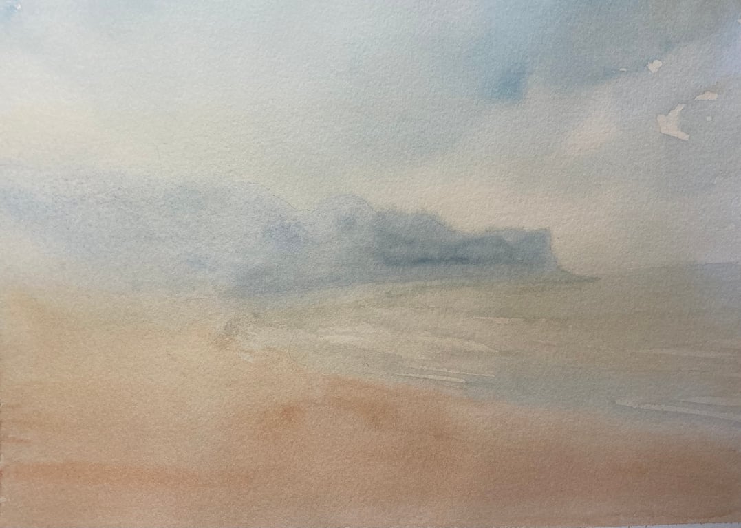 Sandsend (Original watercolour painting) Tonalism, tonalist art, tonalist 