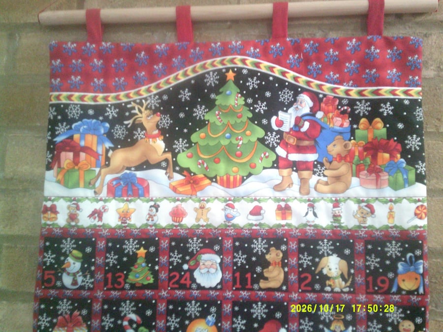 Advent Calendar with Cartoon Style Santa