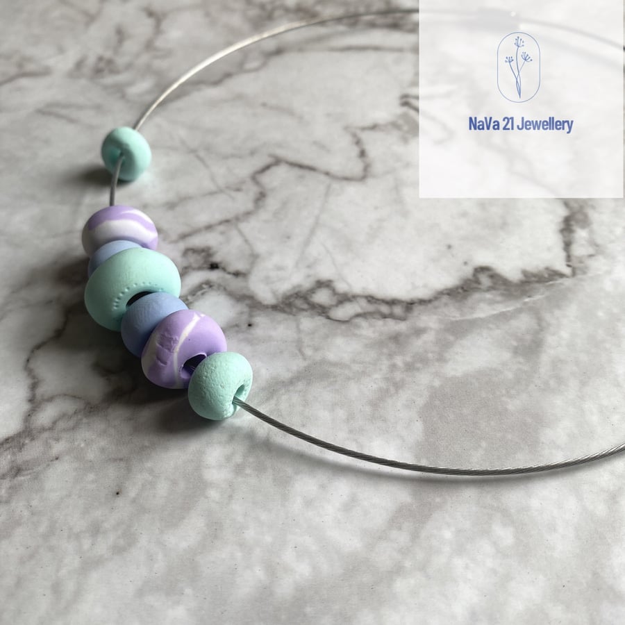 Polymer Clay bead choker necklace Ref -PCN310322- SOLD